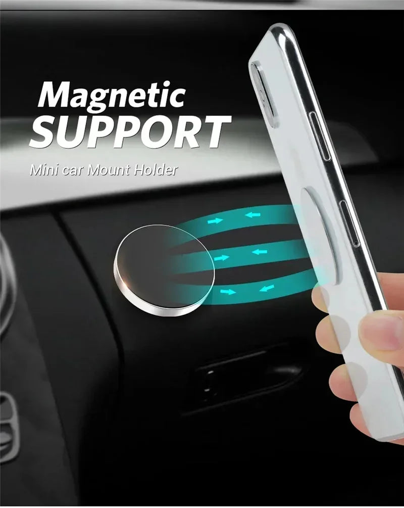 Universal Magnetic Car Mini Phone Holder Magnet Mount Stick Dashboard Wall Cell Bracket For Magsafe iPhone 16-12 Samsung Xiaomi
