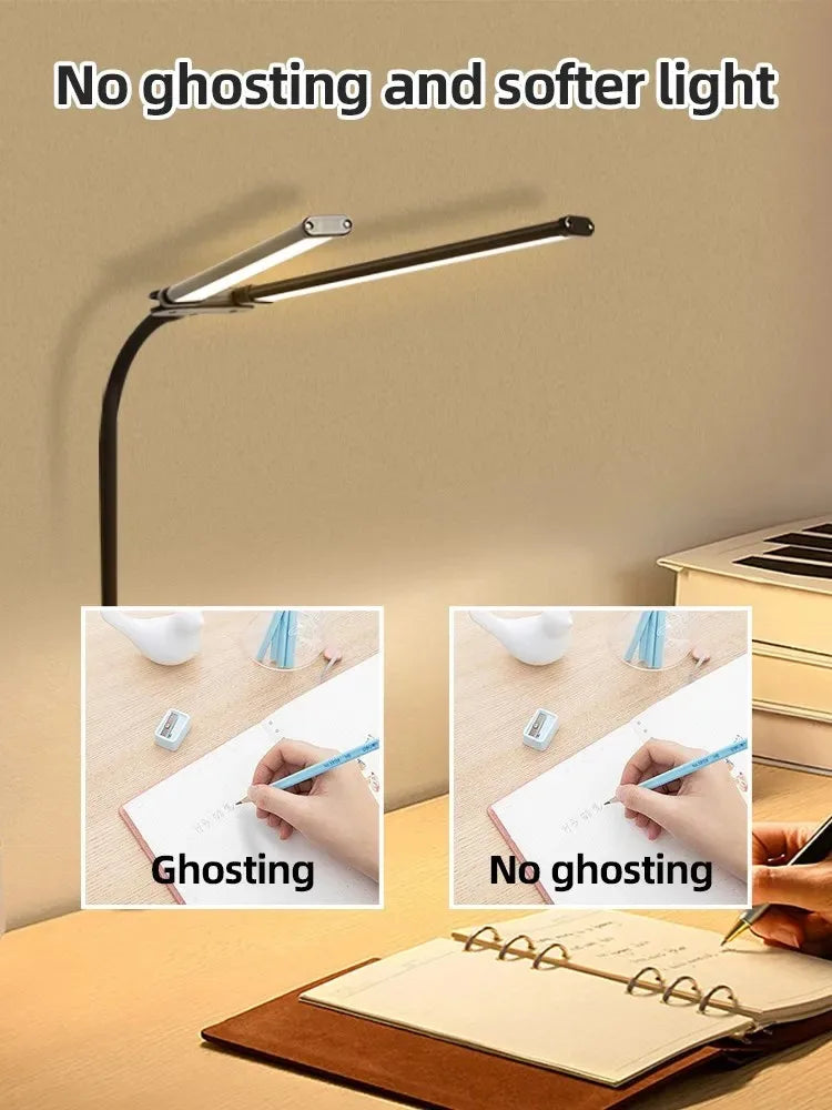 LED Desk Lamp Double/Single Head Architect Desk Lamps Office Eye-Caring Desk Light Stepless Dimmable Adjustable Gooseneck Lamp