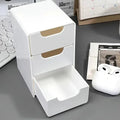 3-Tier Plastic Cosmetic Storage Box Organizer with Drawers Multifunctional Countertop Storage for Jewelry Office Supplies