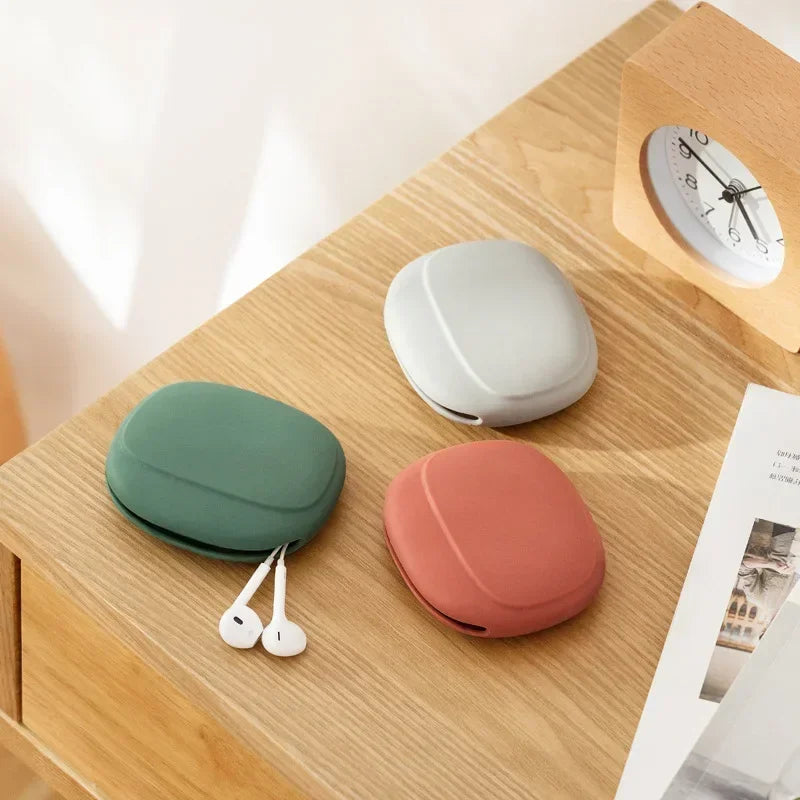 Portable Data Cable Headphone Storage Box Simple Mobile Phone Data Cable Organizing Bag Silicone Storage Box Cute Coin Purse