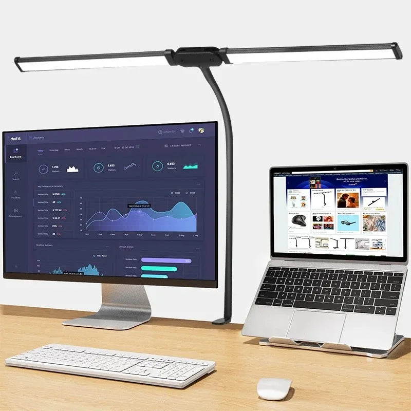 LED Desk Lamp Double/Single Head Architect Desk Lamps Office Eye-Caring Desk Light Stepless Dimmable Adjustable Gooseneck Lamp