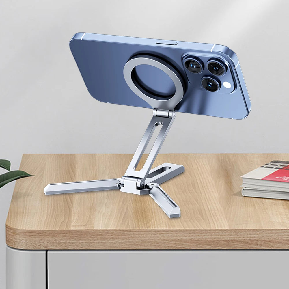Magnetic Phone Tripod Multifunctional Smartphone Desk Stand Portable Desktop Phone Mount for Cell Phone Video Recording Travel