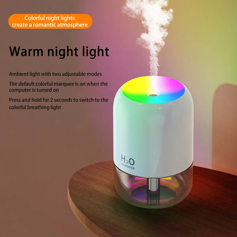 Mini Air Humidifier with LED Light for Bedroom & Office