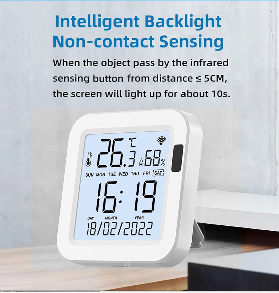 WiFi Temperature & Humidity Sensor with Backlight - Smart Home Monitor