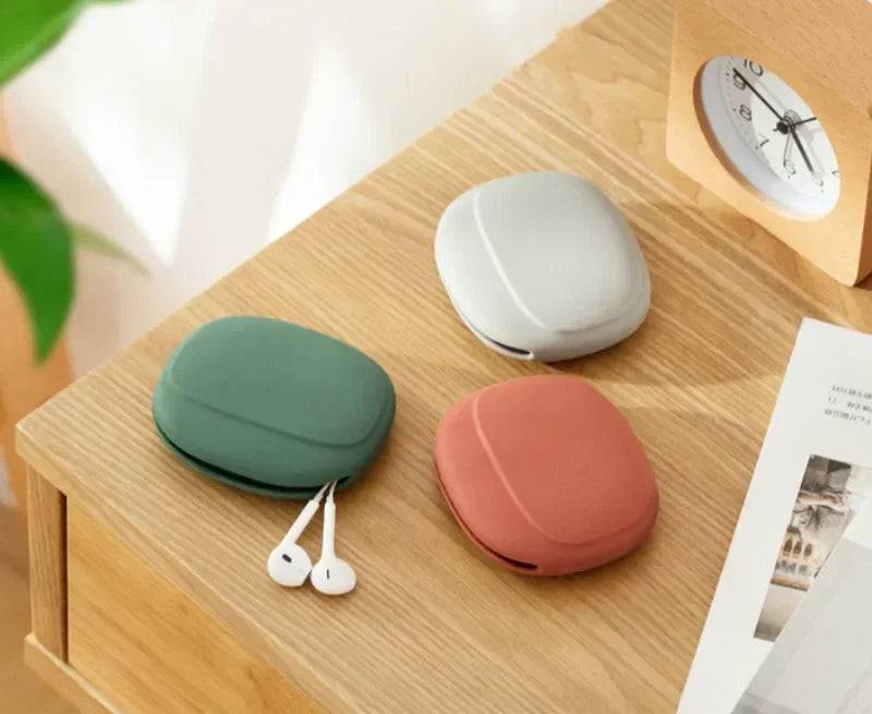 Portable Data Cable Headphone Storage Box Simple Mobile Phone Data Cable Organizing Bag Silicone Storage Box Cute Coin Purse