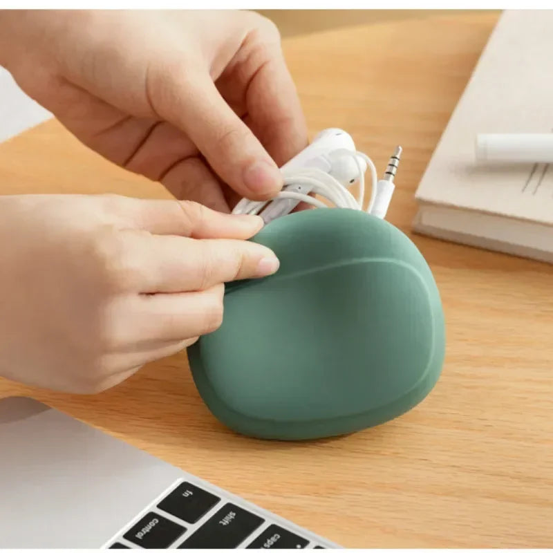 Portable Data Cable Headphone Storage Box Simple Mobile Phone Data Cable Organizing Bag Silicone Storage Box Cute Coin Purse