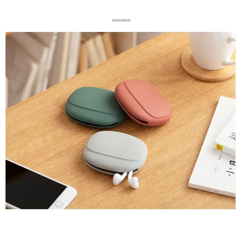 Portable Data Cable Headphone Storage Box Simple Mobile Phone Data Cable Organizing Bag Silicone Storage Box Cute Coin Purse