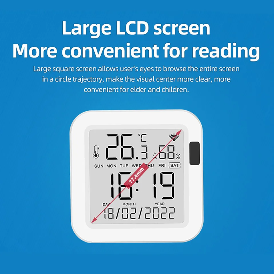 WiFi Temperature & Humidity Sensor with Backlight - Smart Home Monitor