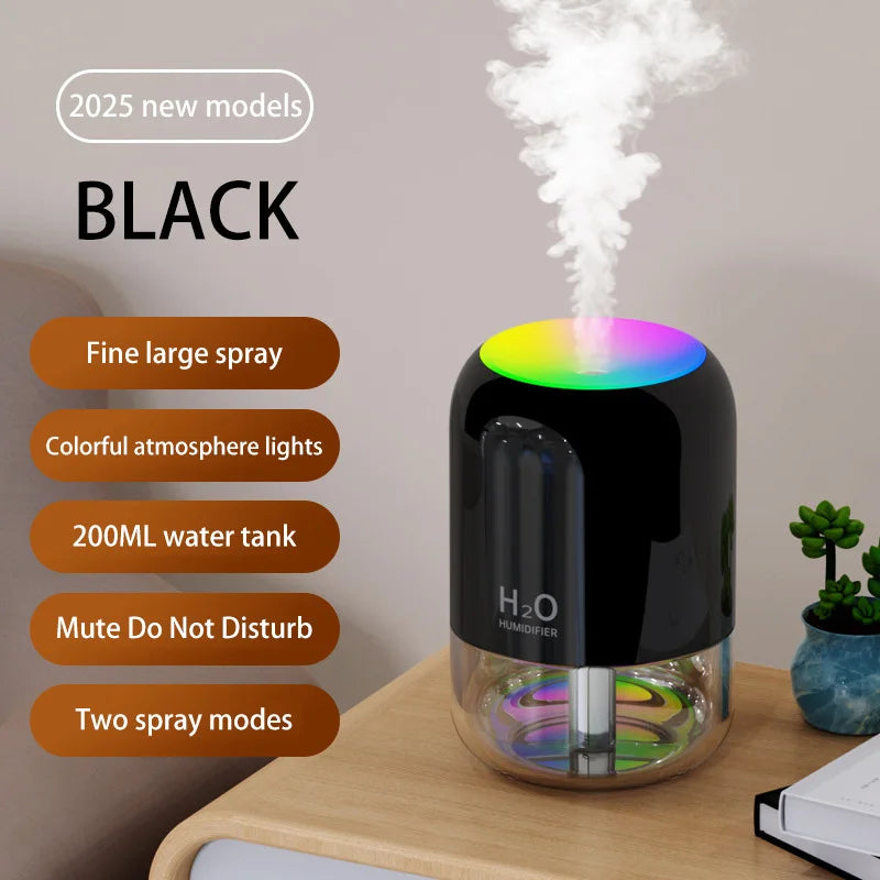 Mini Air Humidifier with LED Light for Bedroom & Office
