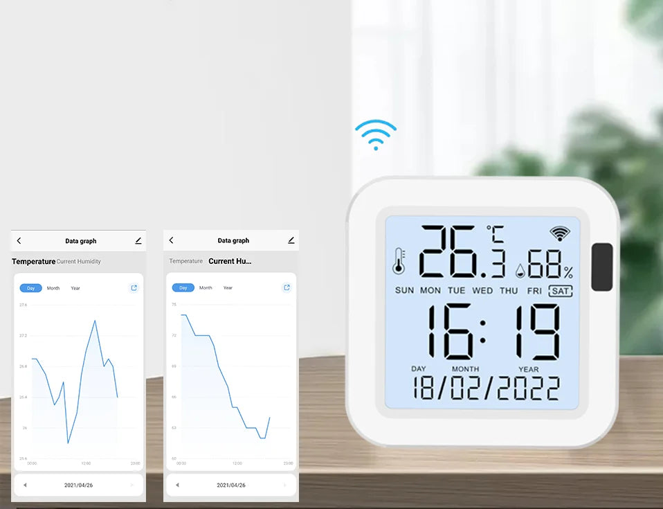 WiFi Temperature & Humidity Sensor with Backlight - Smart Home Monitor