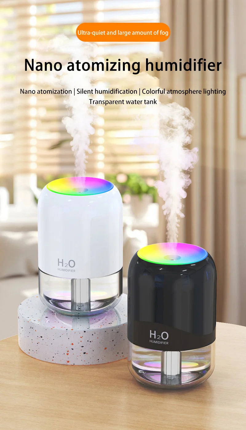 Mini Air Humidifier with LED Light for Bedroom & Office