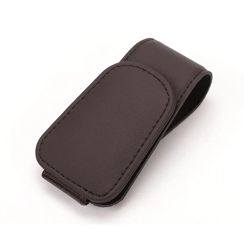 Car Visor Glasses Holder - Magnetic Leather Sunglasses Clip