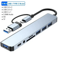 NEW 8 in 2 USB +Type C HUB Docking Station with 3.5mm Audio Jack Adapter Micro SD Card Reader Laptop Tablet Phone Disk Converter