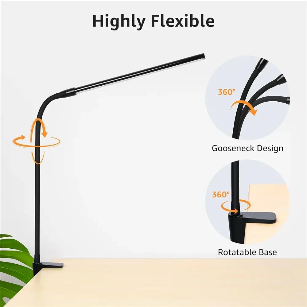 LED Desk Lamp Double/Single Head Architect Desk Lamps Office Eye-Caring Desk Light Stepless Dimmable Adjustable Gooseneck Lamp