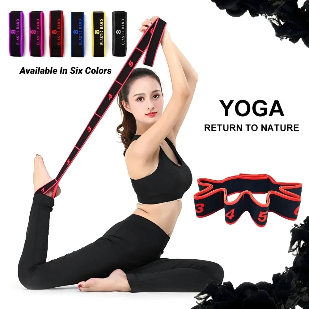 8-Section Yoga Stretching Belt - Dance & Pilates Fitness Band