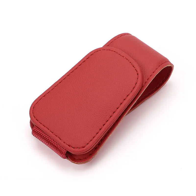 Car Visor Glasses Holder - Magnetic Leather Sunglasses Clip
