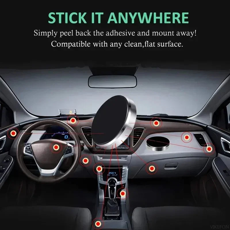 Universal Magnetic Car Mini Phone Holder Magnet Mount Stick Dashboard Wall Cell Bracket For Magsafe iPhone 16-12 Samsung Xiaomi