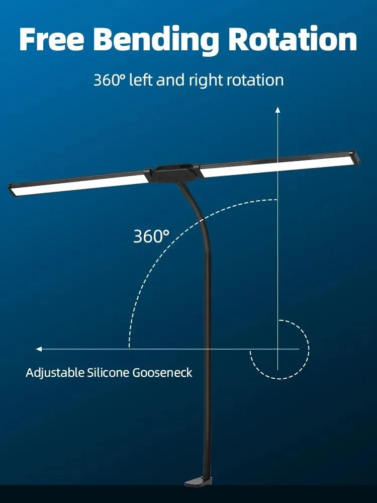 LED Desk Lamp Double/Single Head Architect Desk Lamps Office Eye-Caring Desk Light Stepless Dimmable Adjustable Gooseneck Lamp