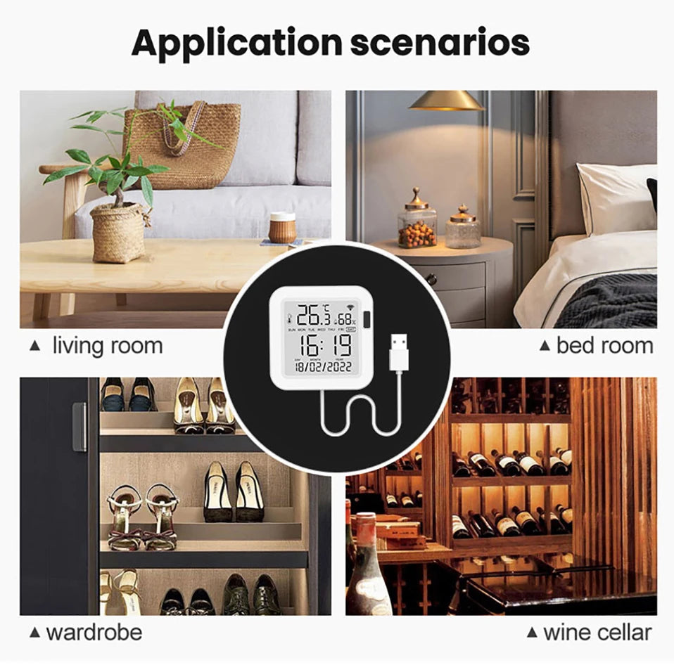 WiFi Temperature & Humidity Sensor with Backlight - Smart Home Monitor