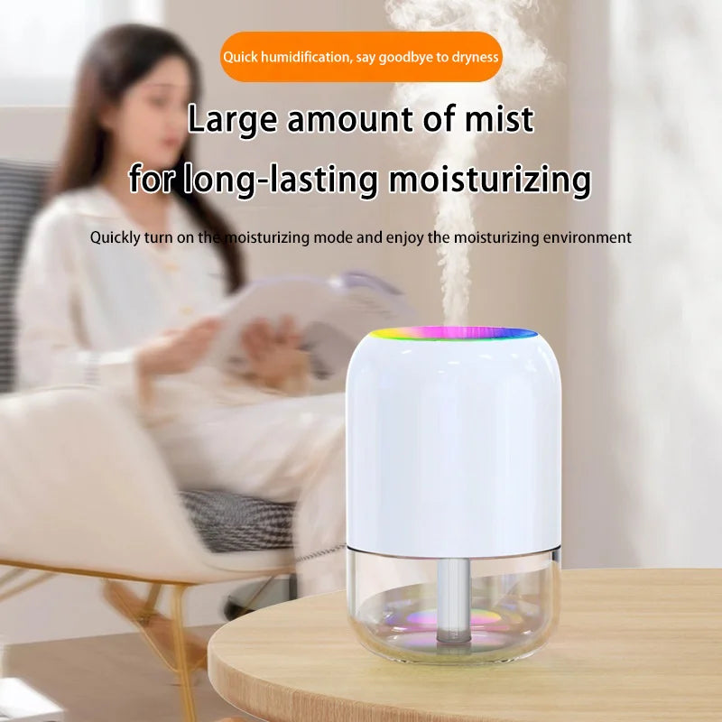 Mini Air Humidifier with LED Light for Bedroom & Office