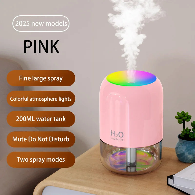 Mini Air Humidifier with LED Light for Bedroom & Office