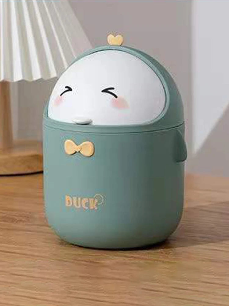 Mini Desktop Trash Can With Lid Portable Cute Cartoon Trash Bin Bedroom Organizer Office Car Small Trash Can Stationery Storage