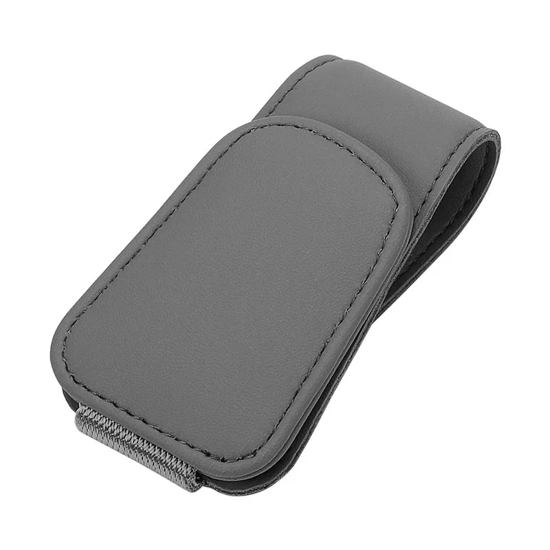 Car Visor Glasses Holder - Magnetic Leather Sunglasses Clip