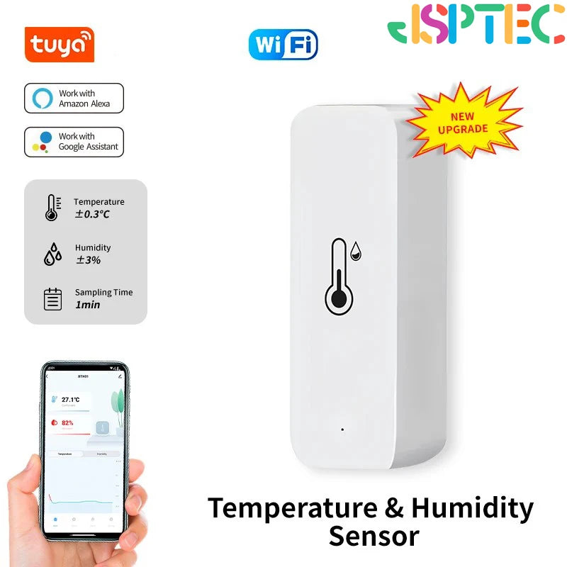 Smart WiFi Temperature & Humidity Sensor - Alexa & Google Home Compatible