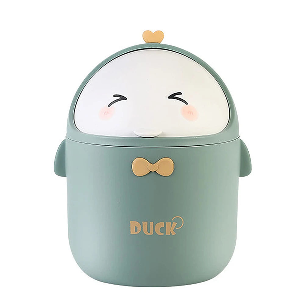 Mini Desktop Trash Can With Lid Portable Cute Cartoon Trash Bin Bedroom Organizer Office Car Small Trash Can Stationery Storage