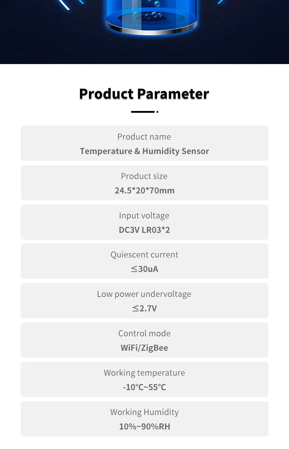 Smart WiFi Temperature & Humidity Sensor - Alexa & Google Home Compatible