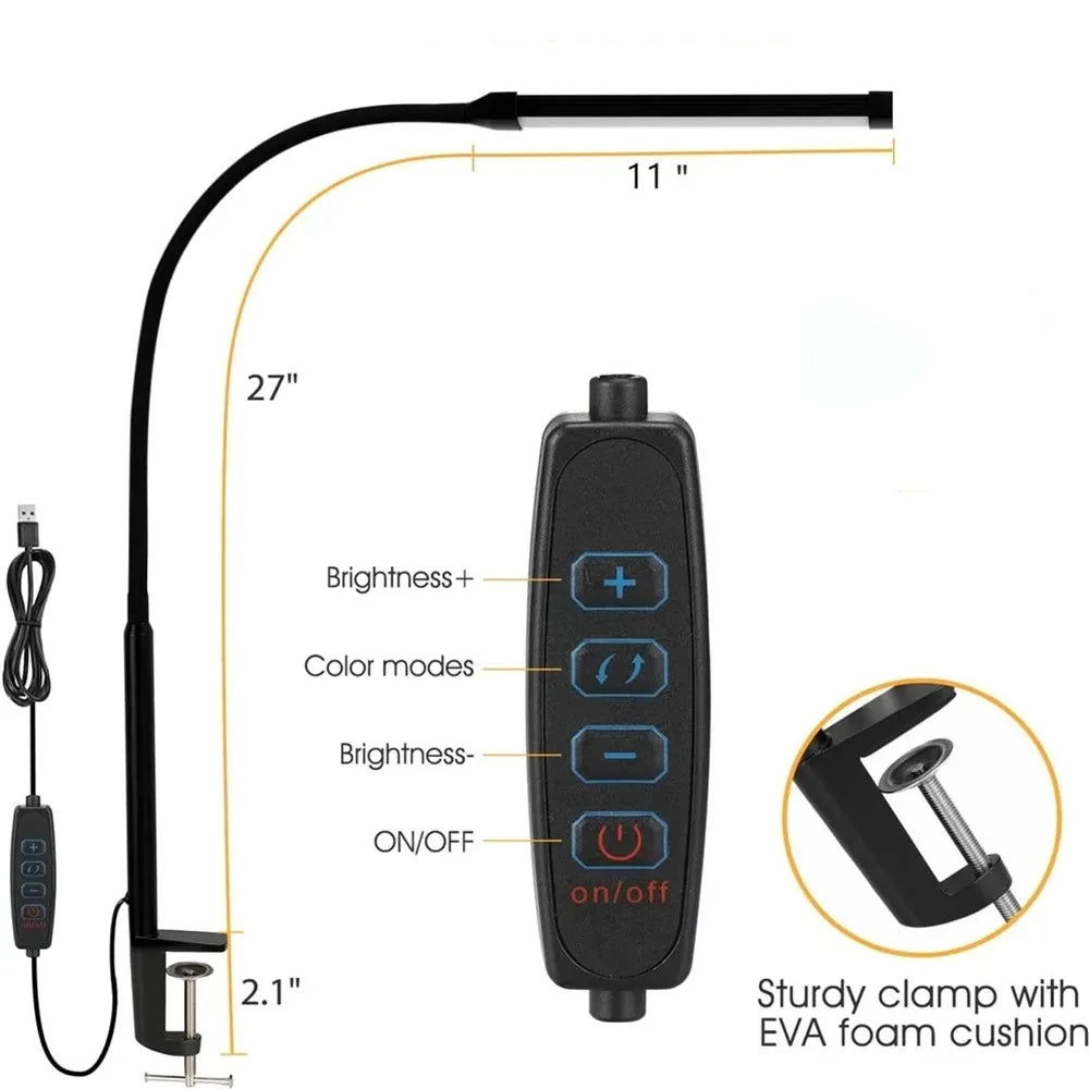 LED Desk Lamp Double/Single Head Architect Desk Lamps Office Eye-Caring Desk Light Stepless Dimmable Adjustable Gooseneck Lamp