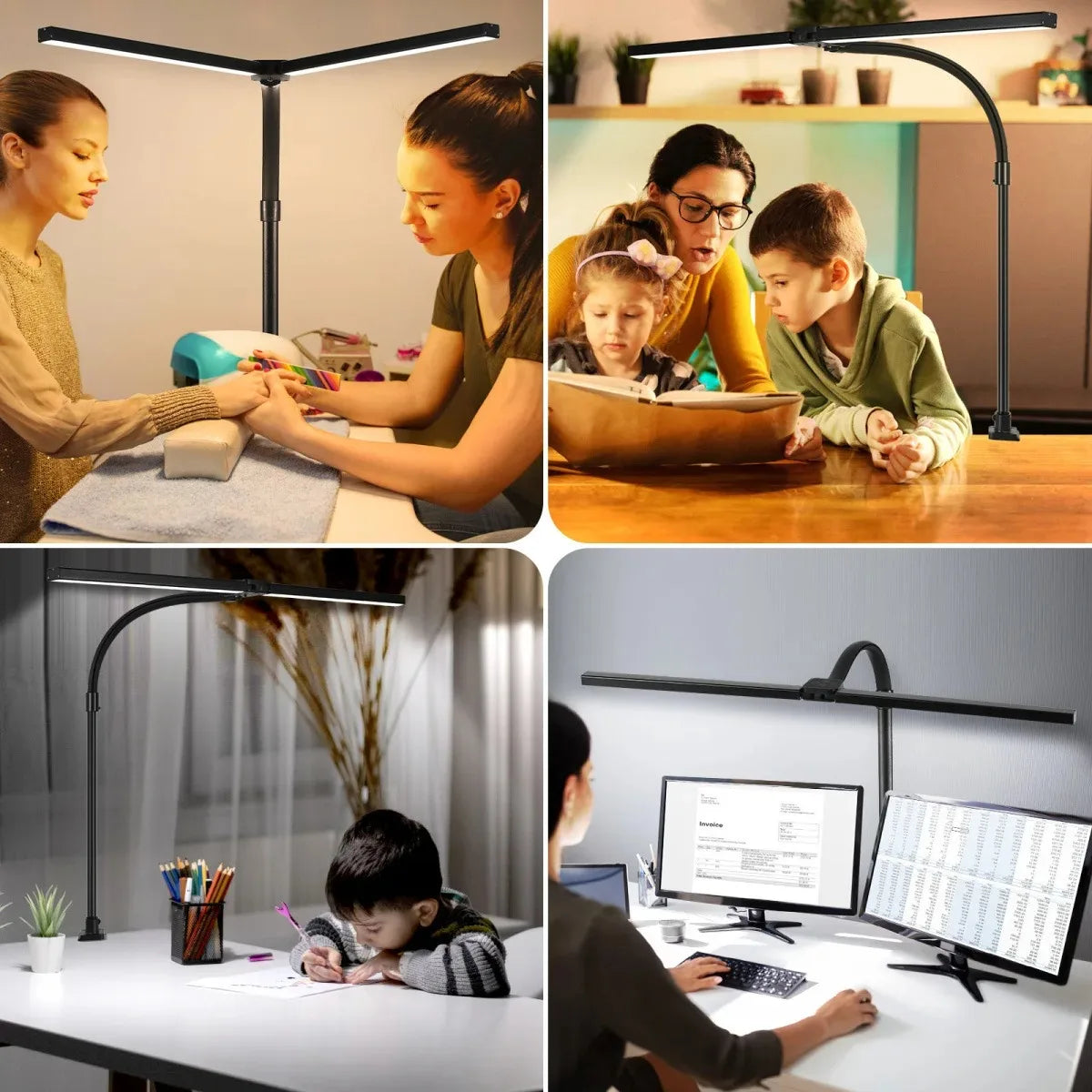 LED Desk Lamp Double/Single Head Architect Desk Lamps Office Eye-Caring Desk Light Stepless Dimmable Adjustable Gooseneck Lamp