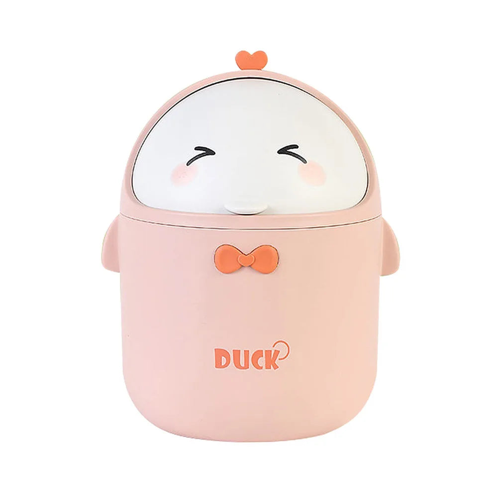 Mini Desktop Trash Can With Lid Portable Cute Cartoon Trash Bin Bedroom Organizer Office Car Small Trash Can Stationery Storage