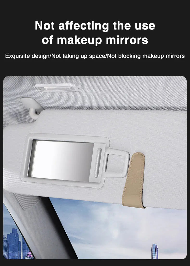 Car Visor Glasses Holder - Magnetic Leather Sunglasses Clip