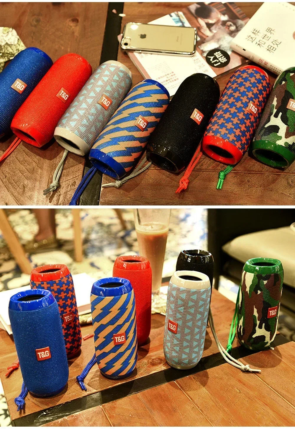 T&G TG117 Portable Bluetooth Speaker Outdoor Wireless Woofer Free Call FM TF Card USB Flash Drive Connect Mobile Phone Tablet TV