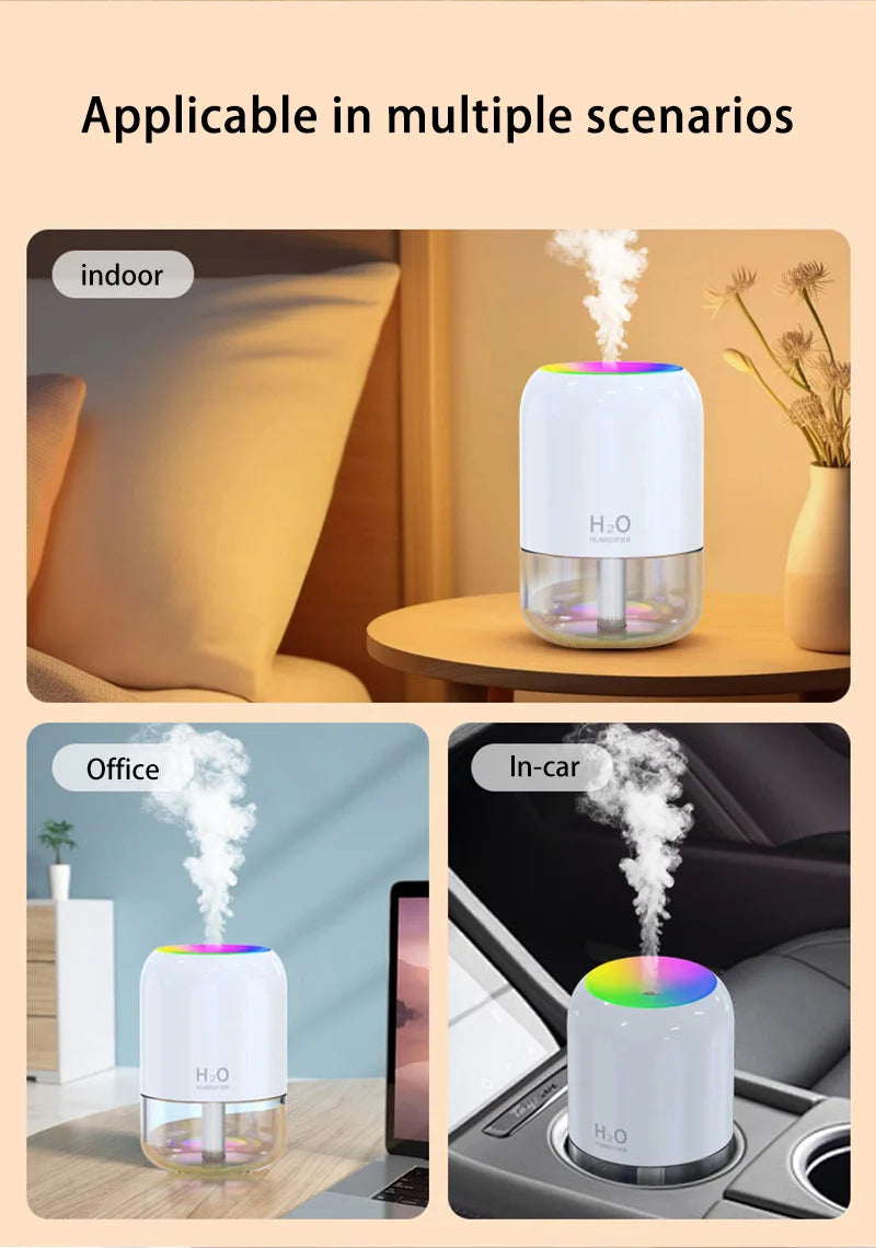 Mini Air Humidifier with LED Light for Bedroom & Office