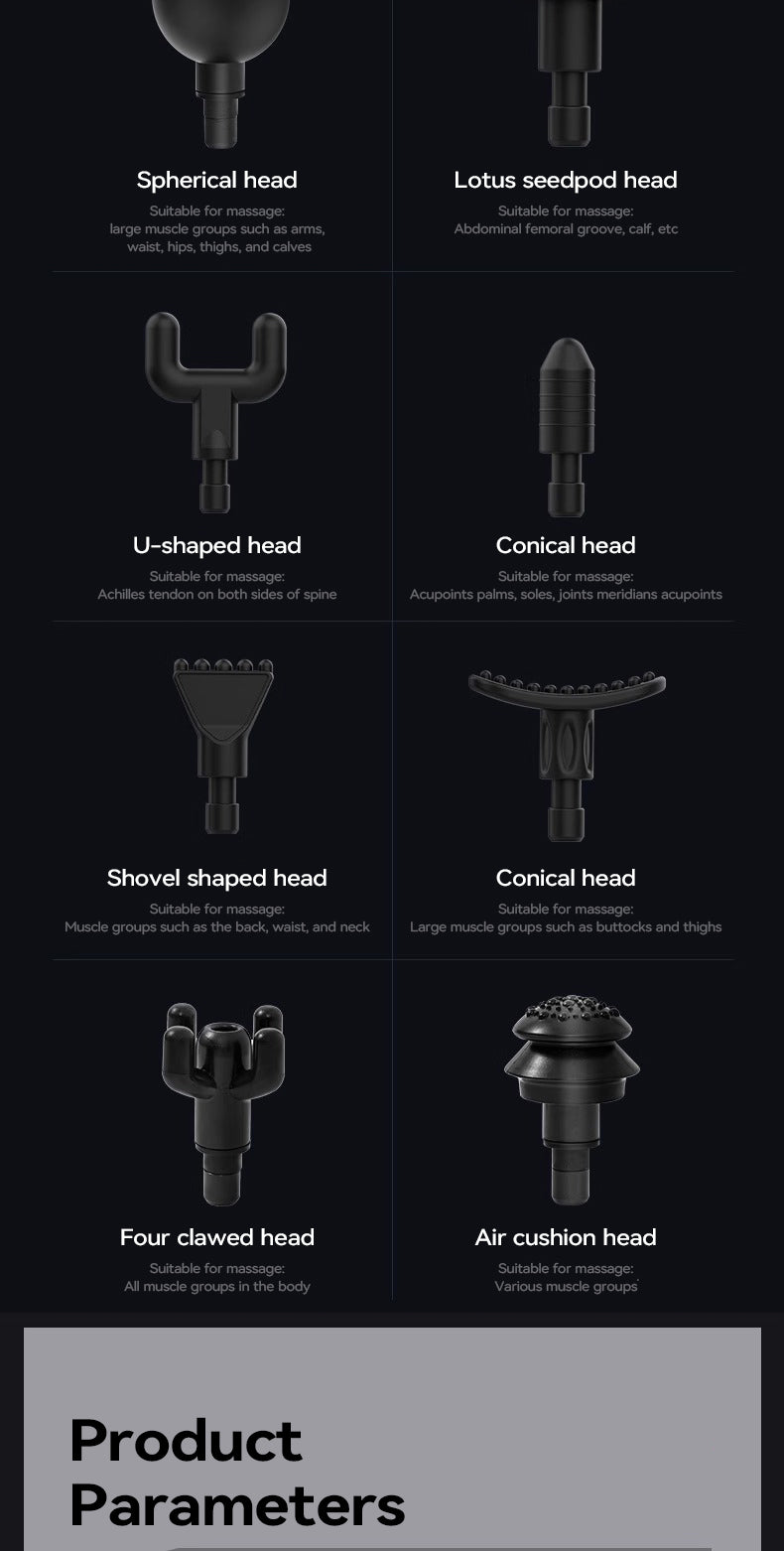 Wireless Massage Gun with 8 Heads - Rechargeable